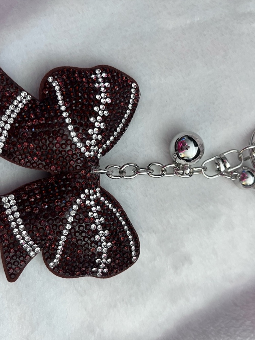 Rhinestone Bow Charm Keychain -
